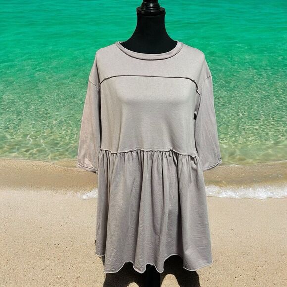 Easel Babydoll Top Size Small Oversized Lavender Raw Hems‎ Short Sleeves - Picture 1 of 7